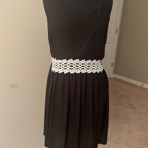 Black and white lace detail dress